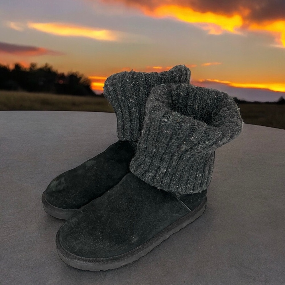 UGG‎ Australia Womens Cambridge Winter Sweater Boots Black Suede Size 7